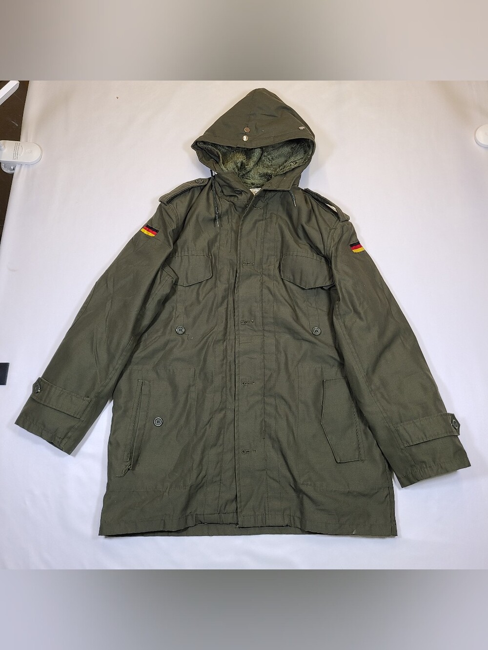 E1 Vintage German Army Parka Gray coat Feuchter Ringelai Chest 50"